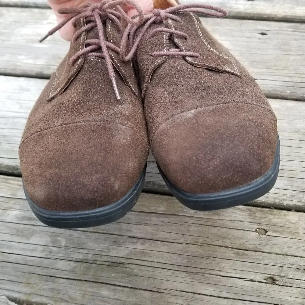 G defy Gravity Defyer Brown Suede Leather‎ Cap Toe Lace-up Oxfords Men's 7.5